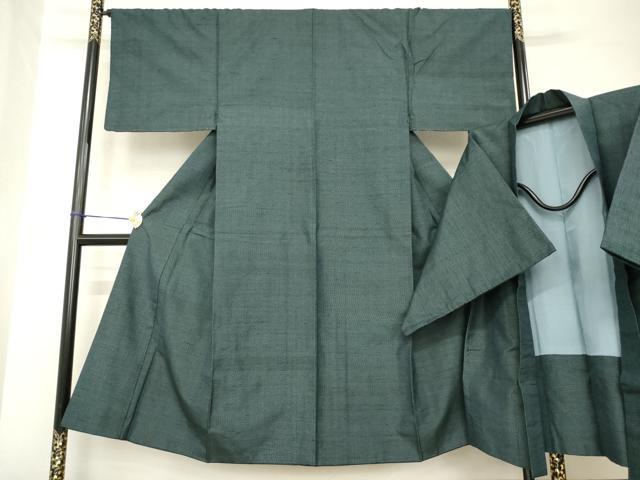 平和屋着物○男性 紬 アンサンブル 幾何学文様 正絹 逸品 AABH7085ck