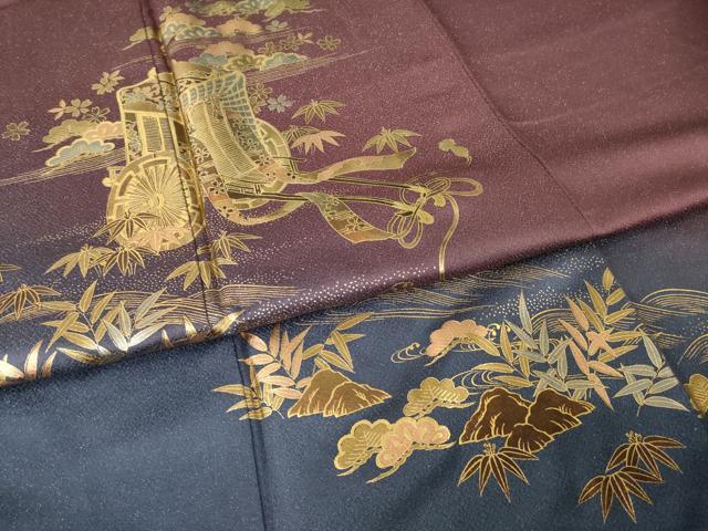 平和屋着物●TOKI志すい キモノモードオリジナルブランド 訪問着 御所車花文 暈し染め 金彩 金通し地 正絹 逸品 AABH7092ck
