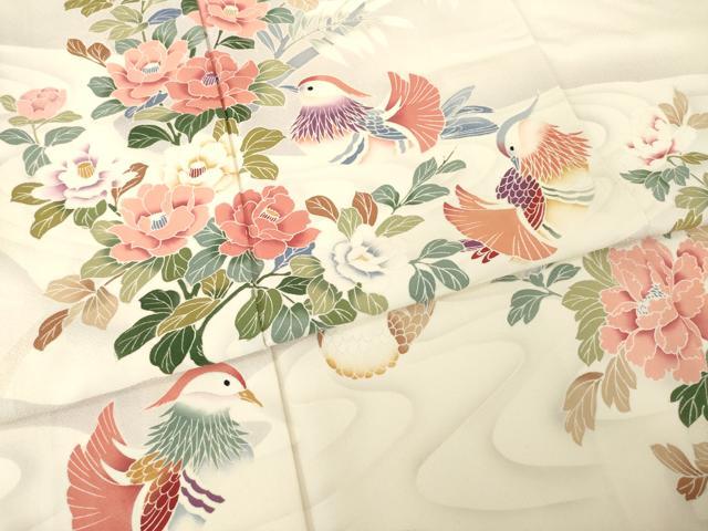 平和屋着物●訪問着 友禅 鴛鴦花文 正絹 逸品 AABH7099ck