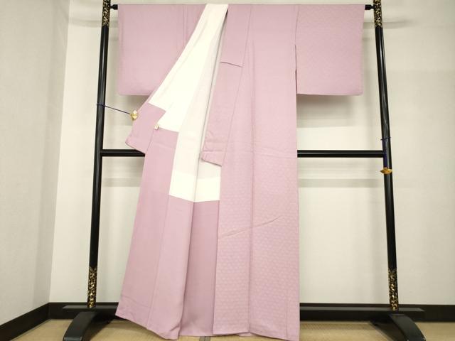 平和屋着物●上質な色無地 鴇色 正絹 逸品 AABH7112ck