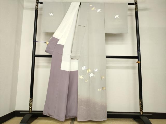 平和屋着物●岩井半四郎 歌舞伎役者 日本舞踊家 訪問着 飛鳥文 暈し染め 金銀彩 正絹 逸品 AABH7117ck