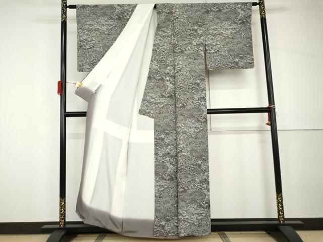 平和屋着物●上質な小紋 風景草花文 正絹 逸品 AABH7138cs