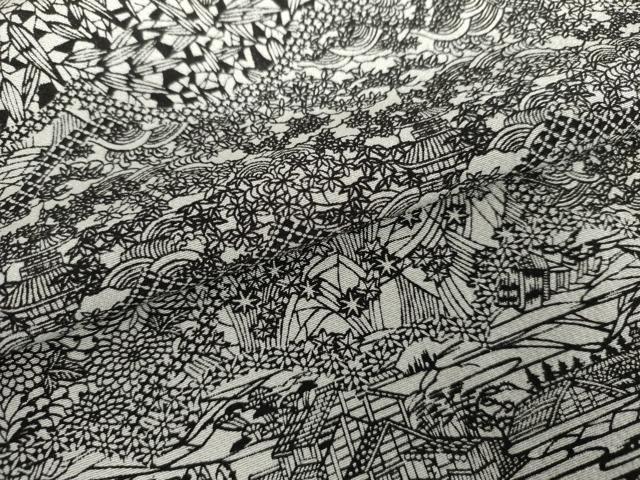 平和屋着物●上質な小紋 風景草花文 正絹 逸品 AABH7138cs
