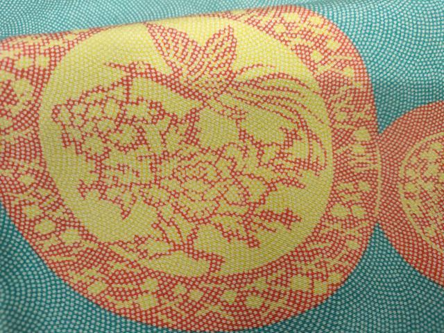 平和屋着物●江戸小紋 鮫小紋柄 鳳凰花絵皿文 正絹 逸品 AABH7145cs