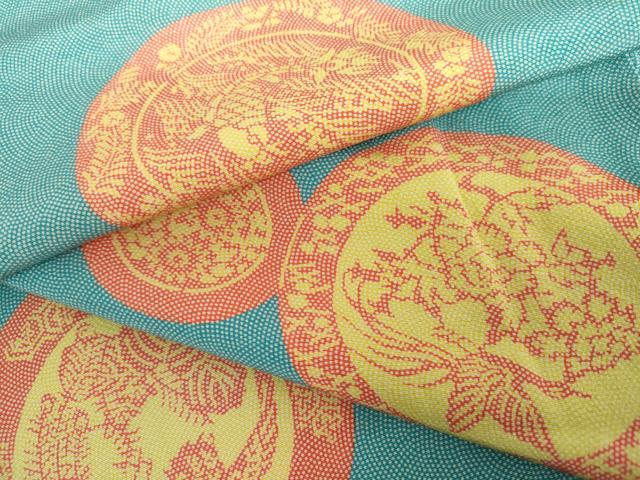 平和屋着物●江戸小紋 鮫小紋柄 鳳凰花絵皿文 正絹 逸品 AABH7145cs