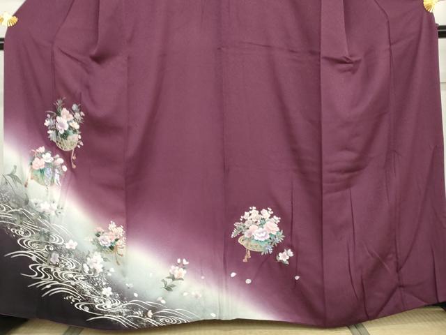 平和屋着物●訪問着 流水花篭文 暈し染め 銀彩 さが美扱い 正絹 逸品 AABH7156cs