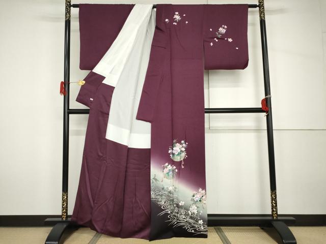平和屋着物●訪問着 流水花篭文 暈し染め 銀彩 さが美扱い 正絹 逸品 AABH7156cs