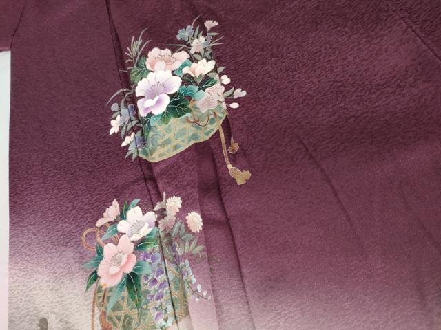 平和屋着物●訪問着 流水花篭文 暈し染め 銀彩 さが美扱い 正絹 逸品 AABH7156cs