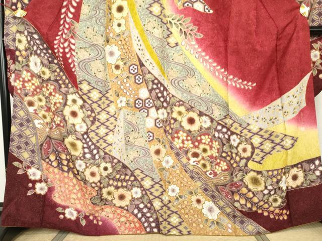平和屋着物●豪華振袖 作家物 辻が花 暈し染め 金彩 金通し地 正絹 逸品 AABH7158cs