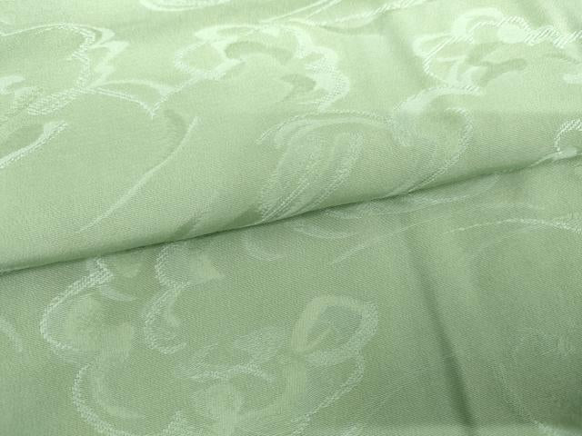 平和屋着物●上質な色無地 立波地紋 山葵色 正絹 逸品 未使用 AABH7170cs