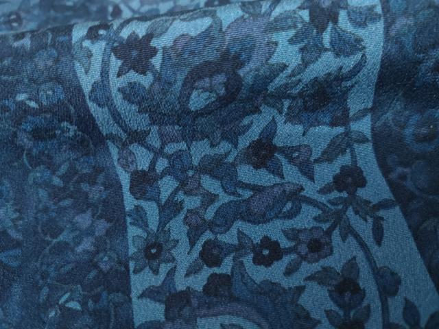 平和屋着物●上質な小紋 藍 更紗花唐草文 正絹 逸品 AABH7172cs
