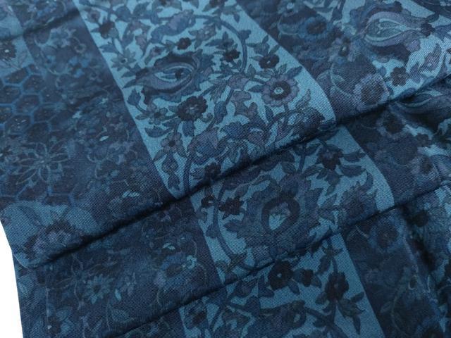 平和屋着物●上質な小紋 藍 更紗花唐草文 正絹 逸品 AABH7172cs