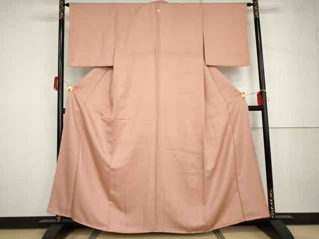平和屋着物●上質な色無地 作家物 一斤染色 正絹 逸品 未使用 AABH7188cs