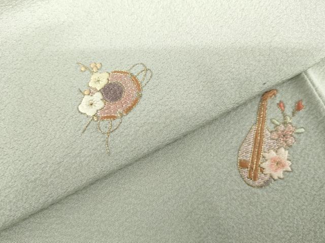 平和屋着物●総刺繍 訪問着 花楽器文 金糸 正絹 逸品 AABH7210cs