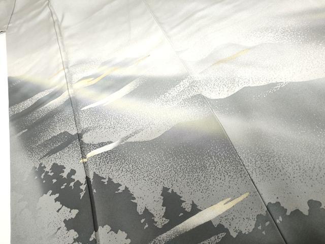 平和屋着物●染色作家 津室朱光 色留袖 重ね山樹林シルエット 暈し染め 金銀彩 正絹 逸品 AABH7214cs