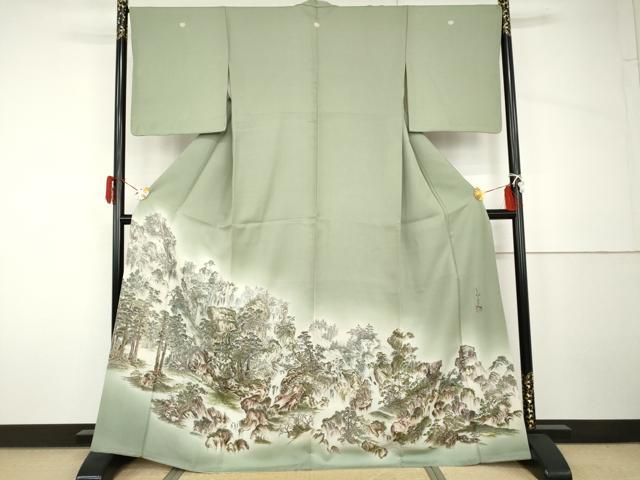 平和屋着物●琉染の創設者 山岡古都 水墨書 暈し染め 正絹 逸品 AABH7216cs