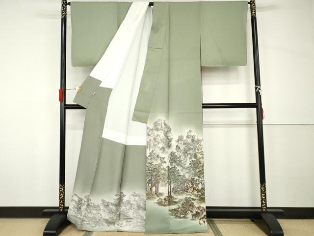 平和屋着物●琉染の創設者 山岡古都 水墨書 暈し染め 正絹 逸品 AABH7216cs