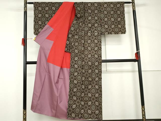 平和屋着物●本場大島紬 龍郷絣 花菱文 正絹 逸品 未使用 AABH7222cs