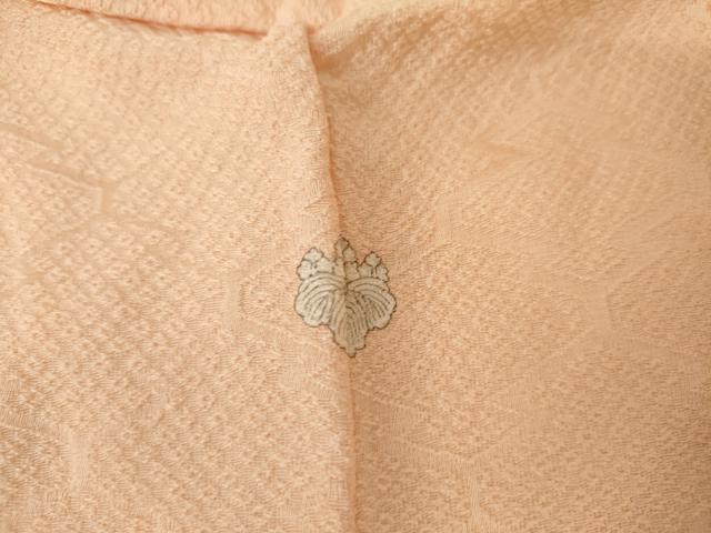 平和屋着物●上質な色無地 松皮菱地紋 洗柿色 正絹 逸品 AABH7225cs