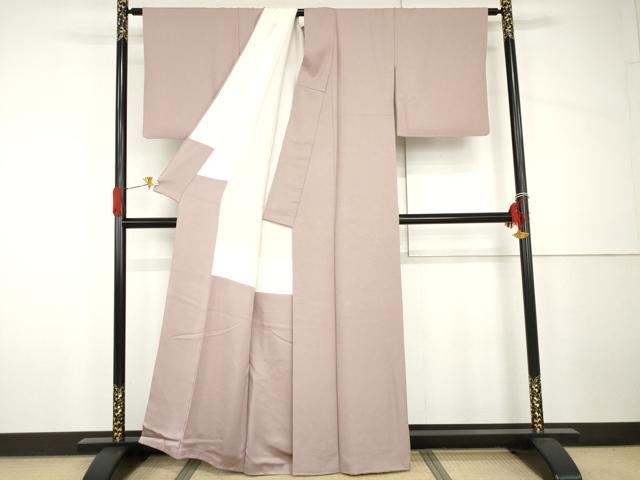 平和屋着物●本草木染作家 圓啓 色無地 花尽くし地紋 石竹色 正絹 逸品 AABH7230cs