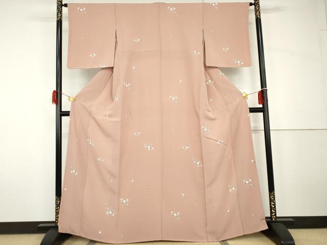 平和屋着物●上質な小紋 友禅 枝花文 正絹 逸品 未使用 AABH7238cs