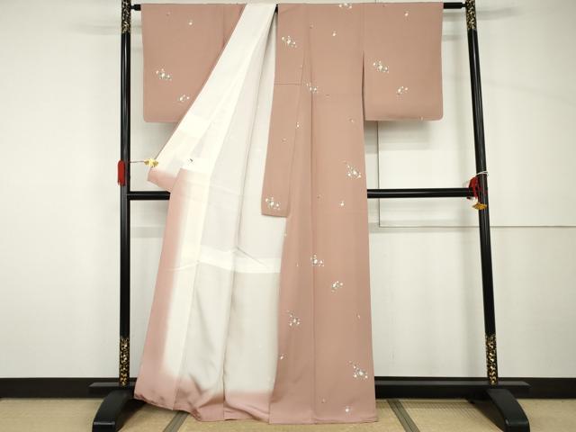 平和屋着物●上質な小紋 友禅 枝花文 正絹 逸品 未使用 AABH7238cs