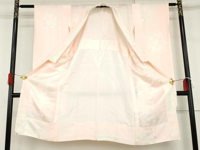 平和屋着物●振袖用長襦袢 貝桶草花地紋 暈し染め 正絹 逸品 未使用 AABH7262cs
