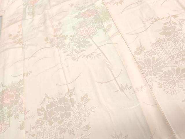平和屋着物●振袖用長襦袢 貝桶草花地紋 暈し染め 正絹 逸品 未使用 AABH7262cs