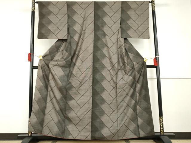 平和屋着物●本場大島紬 カタス9マルキ 泥染 檜垣間道 正絹 逸品 AABH7265cs