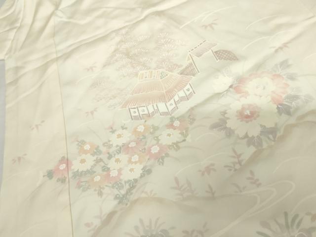 平和屋着物●長襦袢 袷 手描き 風景草花文 さが美扱い 正絹 逸品 AABH7267cs
