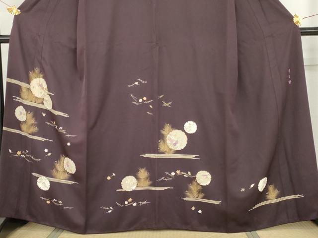 平和屋着物●京の名門 じゅらく謹製 帝王紫 訪問着 駒刺繍 雪輪花松文 金糸 金彩 正絹 逸品 AABH7268cs