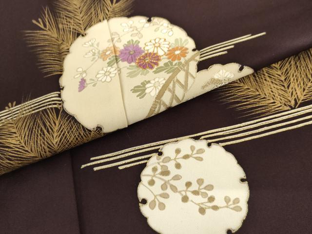 平和屋着物●京の名門 じゅらく謹製 帝王紫 訪問着 駒刺繍 雪輪花松文 金糸 金彩 正絹 逸品 AABH7268cs