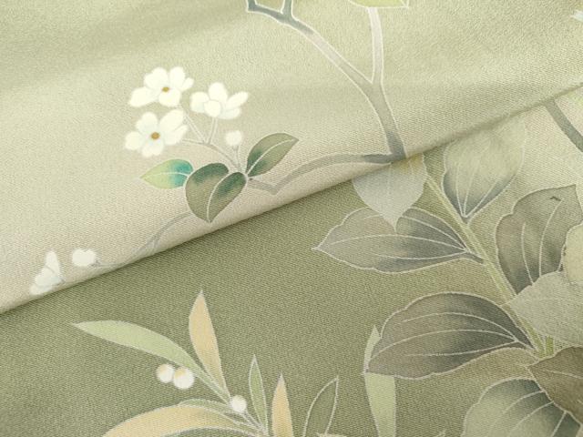 平和屋着物●訪問着 友禅 作家物 伸 枝花文 暈し染め 正絹 逸品 AABH7269cs