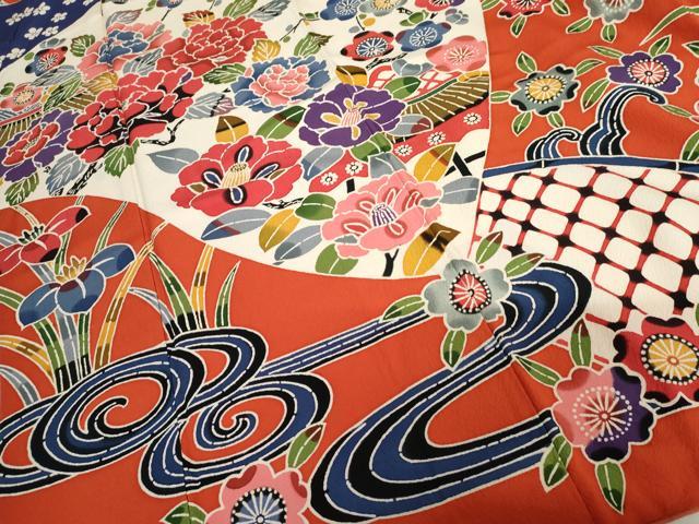 平和屋着物●豪華振袖 紅型 梅松風景文 正絹 逸品 AABH7274cs