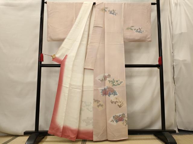 平和屋着物■訪問着 刺繍 地紙花文 暈し染め 正絹 逸品 AABH7282st