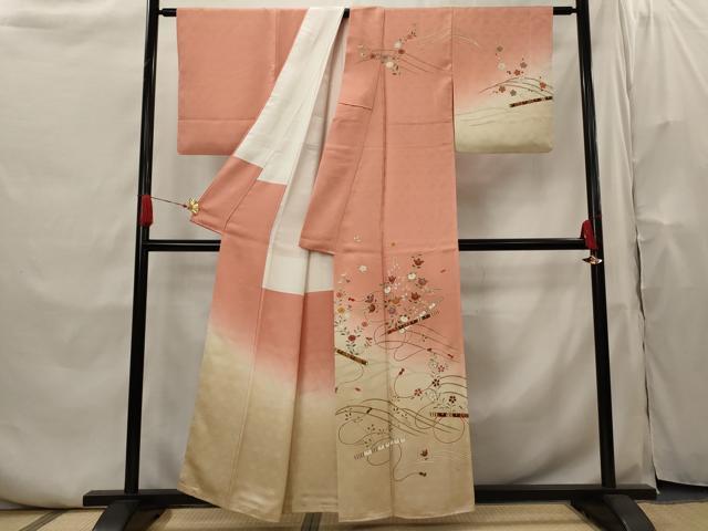 平和屋着物■訪問着 駒刺繍 楽器花文 暈し染め 金彩 正絹 逸品 AABH7298st