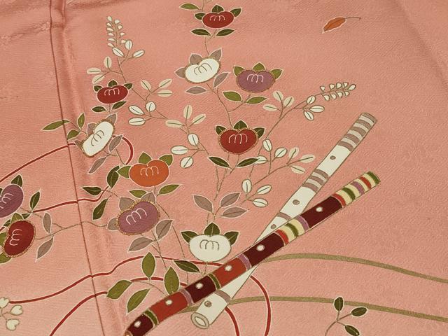 平和屋着物■訪問着 駒刺繍 楽器花文 暈し染め 金彩 正絹 逸品 AABH7298st