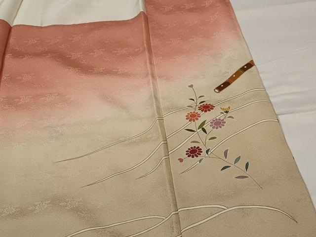 平和屋着物■訪問着 駒刺繍 楽器花文 暈し染め 金彩 正絹 逸品 AABH7298st