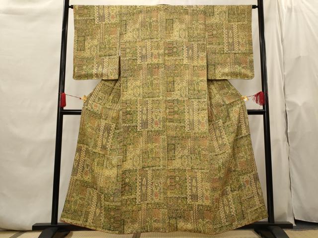 平和屋着物■上質な小紋 更紗花文 正絹 逸品 未使用 AABH7330st