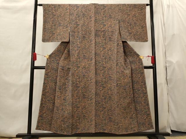 平和屋着物■上質な小紋 風景文 鬼しぼ縮緬 正絹 逸品 未使用 AABH7333st