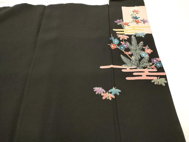 平和屋着物■豪華黒留袖 作家物 草花文 金糸 金彩 正絹 逸品 AABH7336st