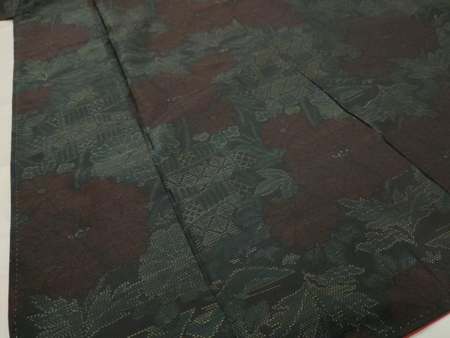 平和屋着物■本場大島紬 草花文 正絹 逸品 AABH7338st