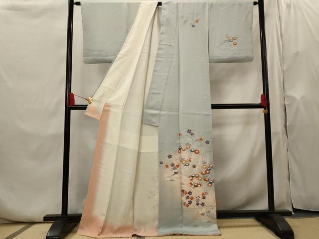 平和屋着物■訪問着 草花文 暈し染め 金彩 ロング丈 正絹 逸品 AABH7339st