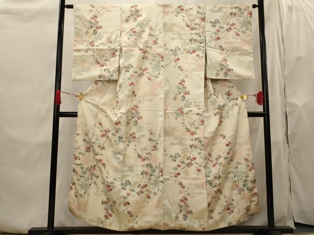 平和屋着物■上質な小紋 草花文 暈し染め 金通し地 正絹 逸品 AABH7352st