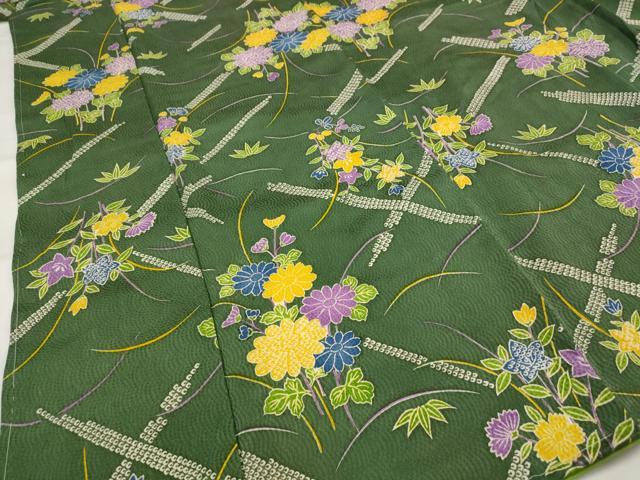 平和屋着物■上質な小紋 草花文 正絹 逸品 AABH7356st
