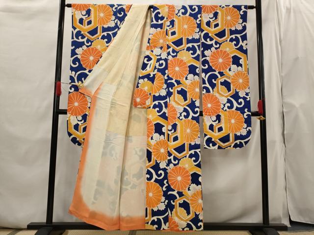 平和屋着物■豪華振袖 地紋起こし 亀甲花文 正絹 逸品 AABH7357st