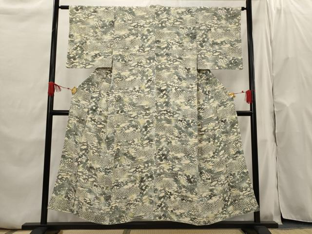 平和屋着物■上質な小紋 型染め 風景文 正絹 逸品 AABH7367st