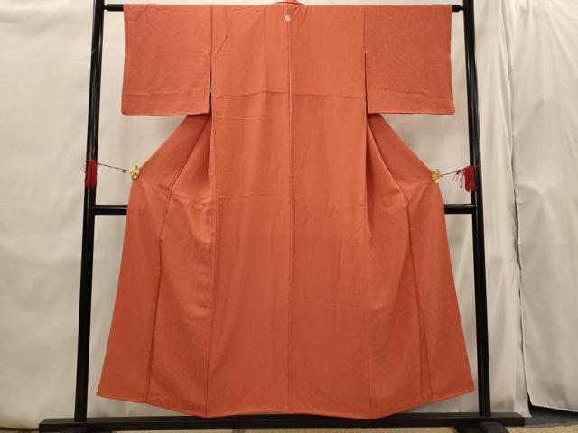 平和屋着物■上質な色無地 花地紋 赤丹色 正絹 逸品 AABH7377st