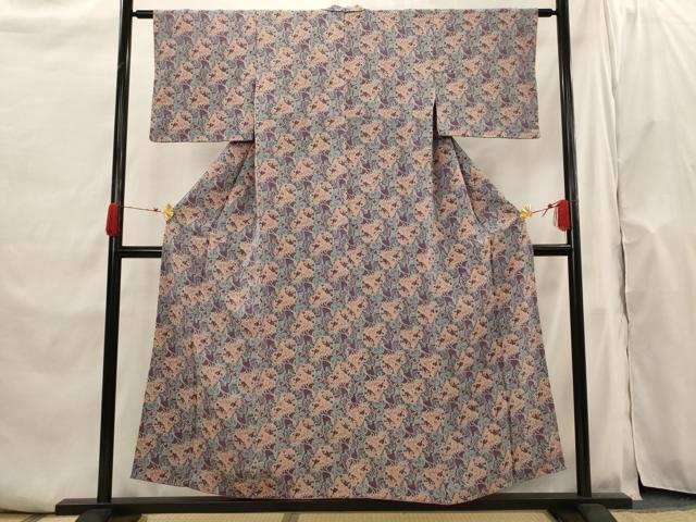 平和屋着物■上質な小紋 花づくし文 鬼しぼ縮緬 正絹 逸品 AABH7378st