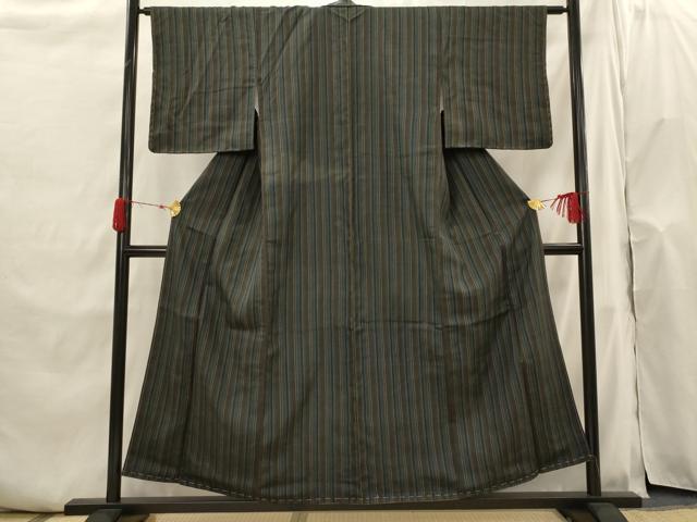 平和屋着物■上質な紬 縞 正絹 逸品 AABH7387st